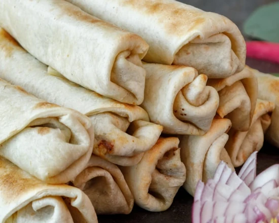 Msakhan rolls of sumac chicken wrapped in fresh baked bread at Yafa Café in Winnipeg, MB